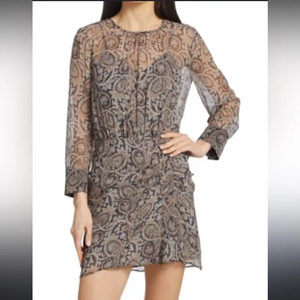 NWT Veronica Beard PALMORA Silk Mini DRESS in MARINE BLUE Gray MULTI Size 8